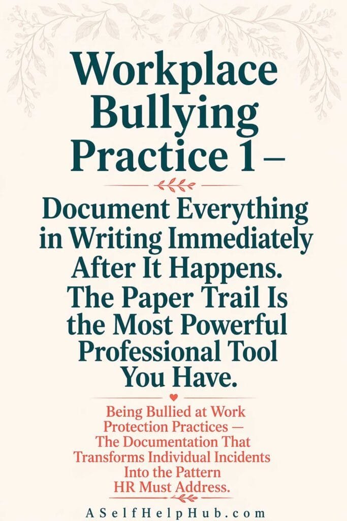 Workplace Bullying Practice 1 — Document Everything in Writing Immediately After It Happens