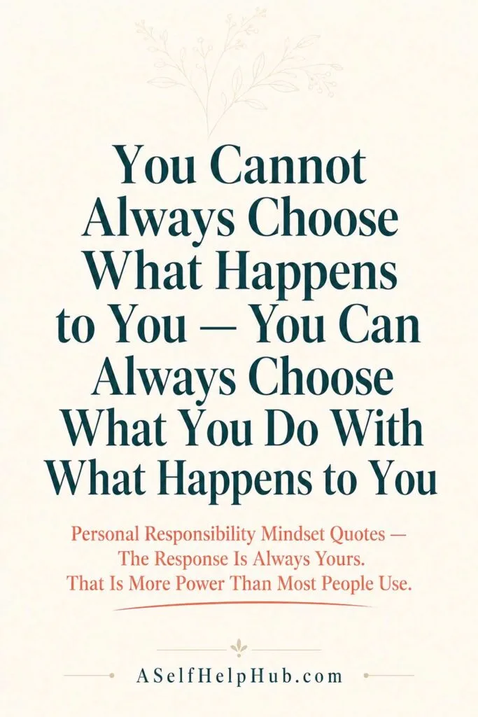 You Can Always Choose What You Do With What Happens to You