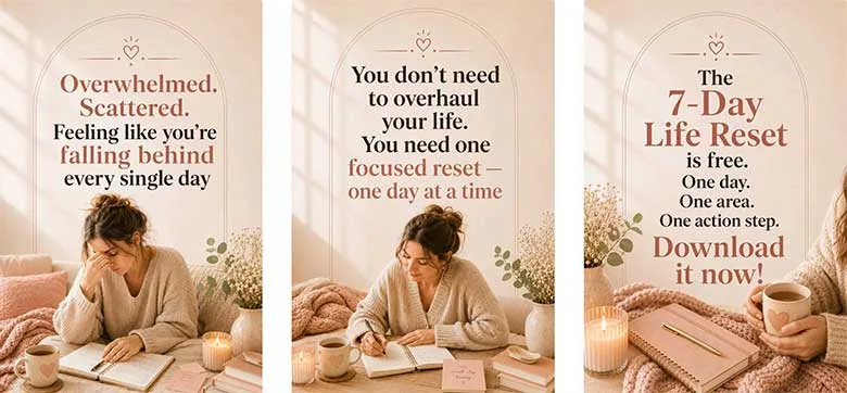 Free 7-Day Life Reset guide to help you reset your mindset and build the daily habits that help you thrive
